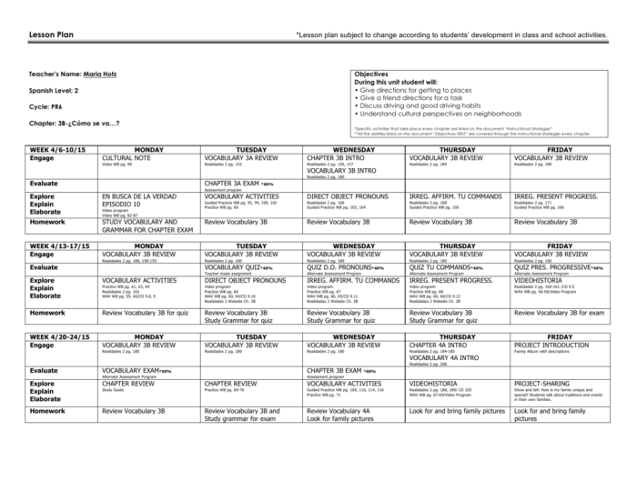 Realidades 2 capitulo 3b answers page 61