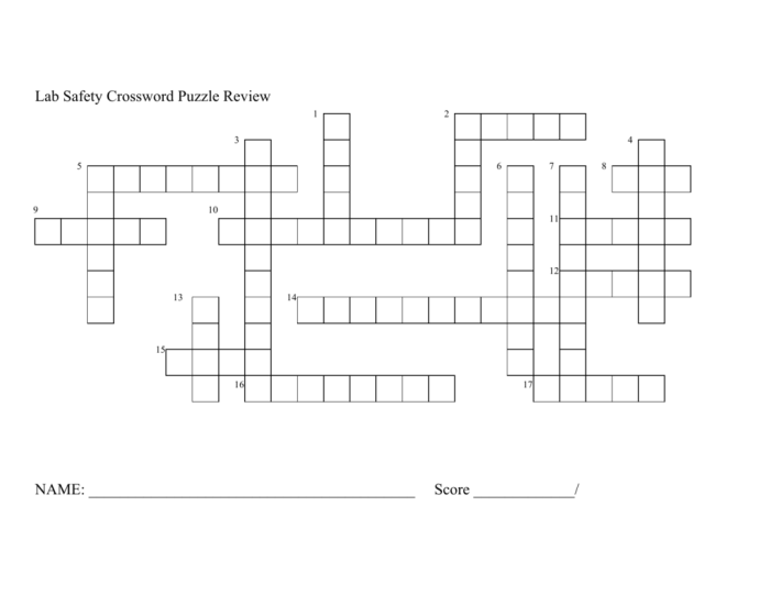 Lab safety crossword puzzle answer key