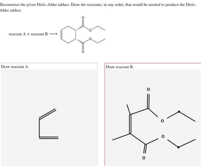 Deconstruct the given diels alder adduct