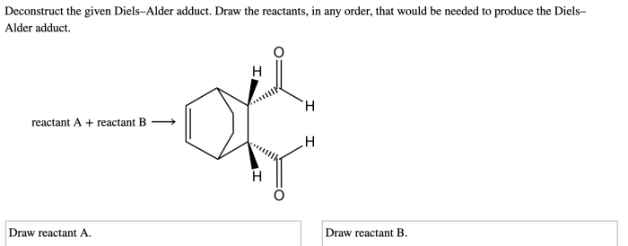 Deconstruct the given diels alder adduct