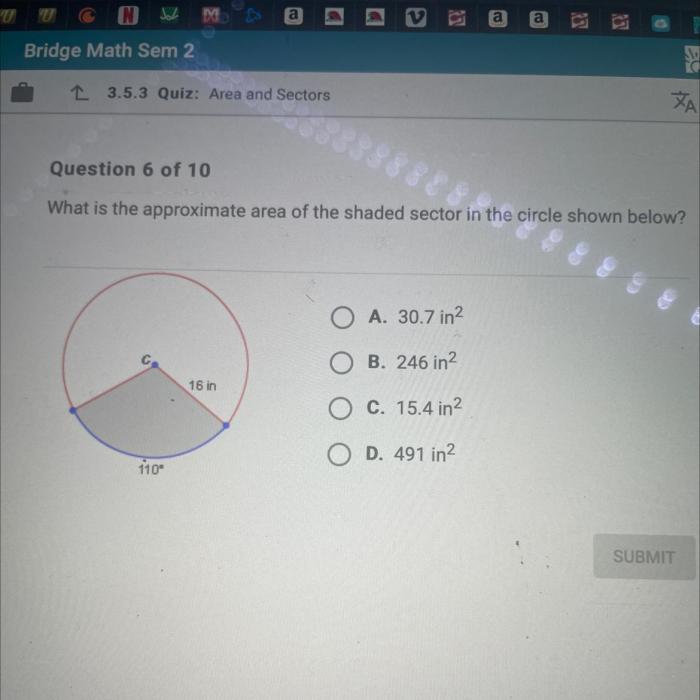 What is the area of the circle shown below